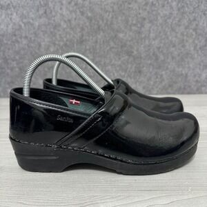 Sanita Black Patent Leather Slip On Work Clogs Size EU 40 US Sz 9